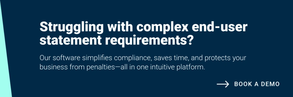 Banner depicting end-user statement requirements and the software simplifying compliance.  